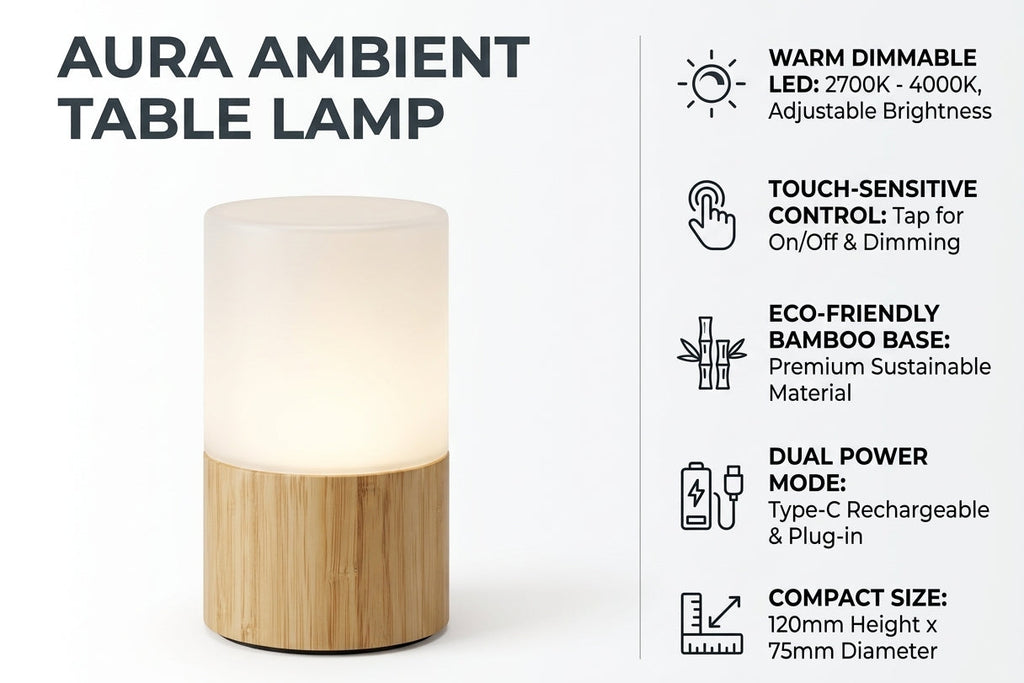 Aura Ambient Touch Dimmable LED Table Lamp